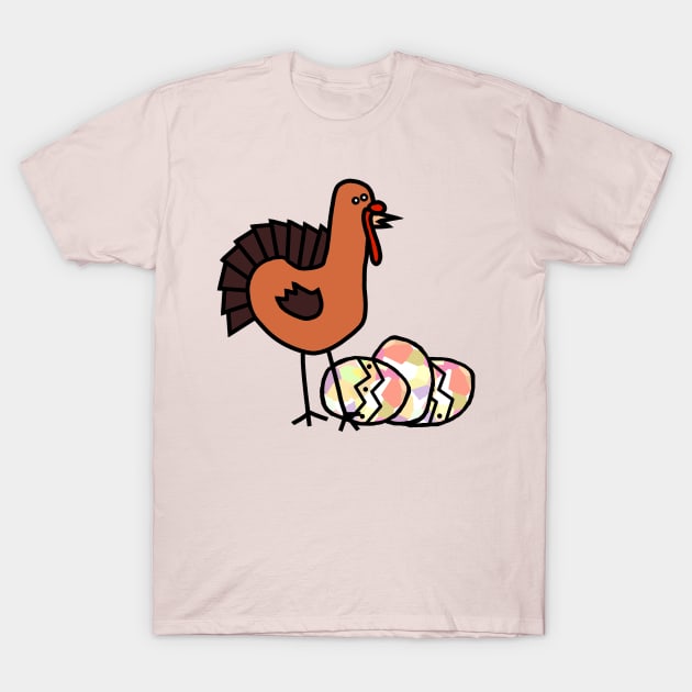 Thanksgiving Turkey with Easter Eggs T-Shirt by ellenhenryart